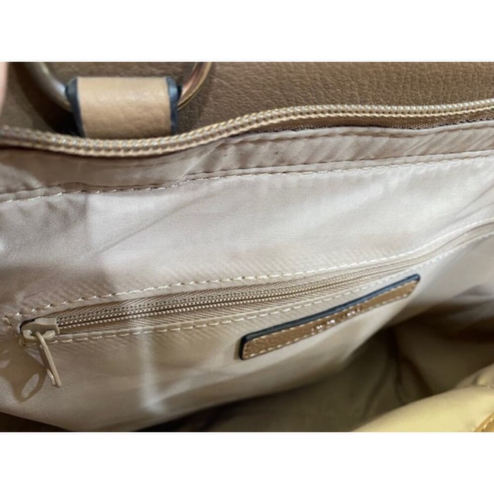 NINE WEST Taupe/Gold Faux-Leather Women's Satchel Bag NEW - Picture 8 of 11